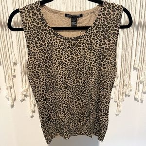 Old Money Scott Taylor Boutique Chic Cheetah Print Sleeveless Blouse Size L
